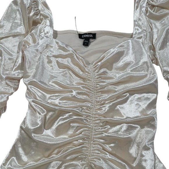 Express Velvet Cream Coquette Long Sleeve Top - Picture 4 of 5